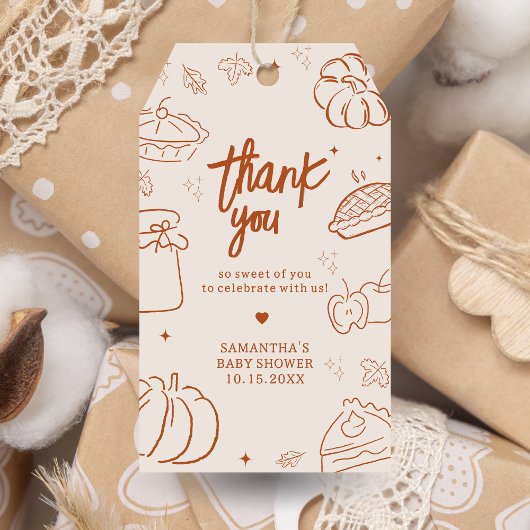 リトルかわいこちゃんパイ秋ベビーシャワーメッセージカード ギフトタグ