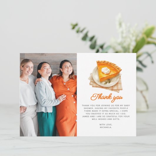 リトルかわいこちゃんパイ素朴ウォーター色ベビーシャワー サンキューカード (スタンド正面)