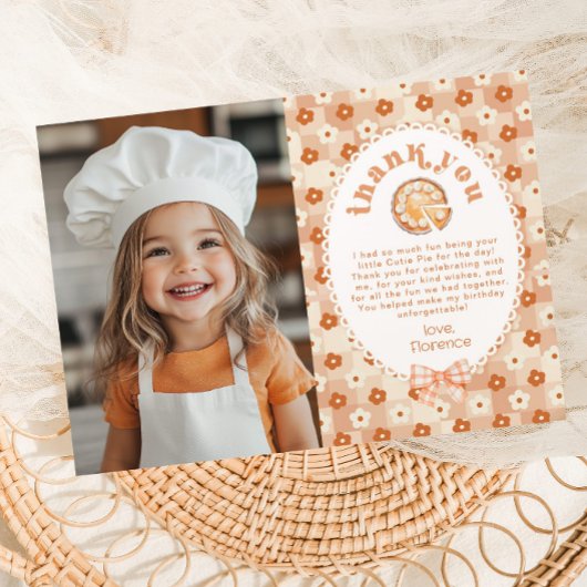 リトルかわいこちゃんパイ誕生日写真サンキューカード 招待状