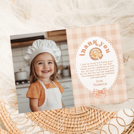 リトルかわいこちゃんパイ誕生日写真サンキューカード 招待状