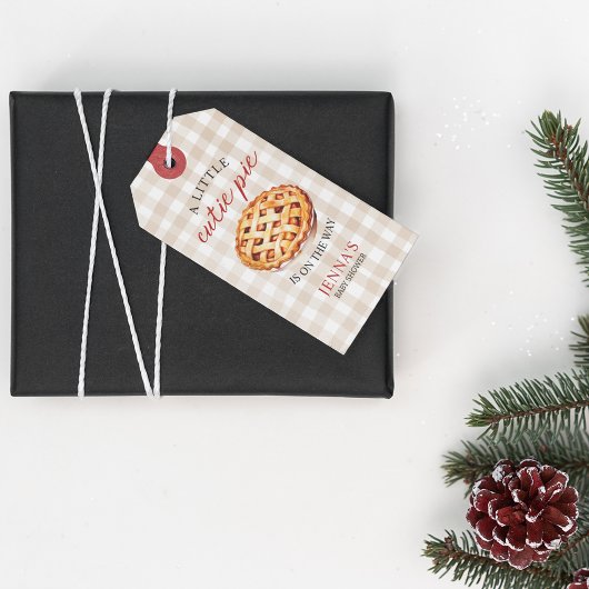 リトルかわいこちゃんパイ赤ちゃんシャワーギンガム秋 ギフトタグ