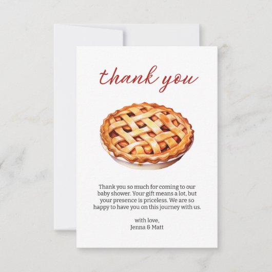 リトルかわいこちゃんパイ赤ちゃんシャワーギンガム秋 サンキューカード (正面)