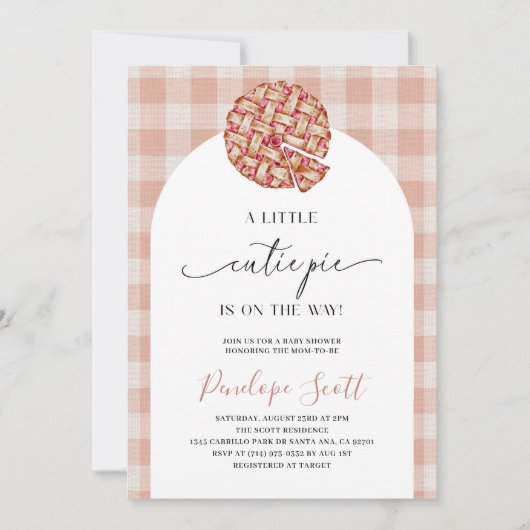 リトルかわいこちゃんパイ赤ちゃんシャワー 招待状 (正面)