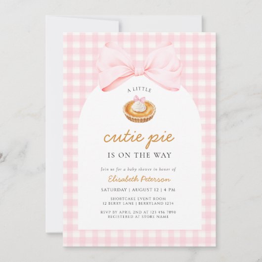 リトルかわいこちゃんパイ赤ちゃんシャワー 招待状 (正面)