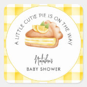 リトルかわいこちゃんパイ黄色いギンガムプレイドベビーシャワー スクエアシール (正面)
