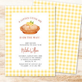 リトルかわいこちゃんパイ黄色市松模様に赤ちゃんシャワー 招待状