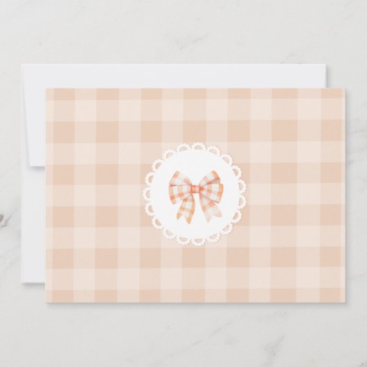 リトルかわいこちゃんパイ1st誕生日ジンガム写真 招待状 (裏面)