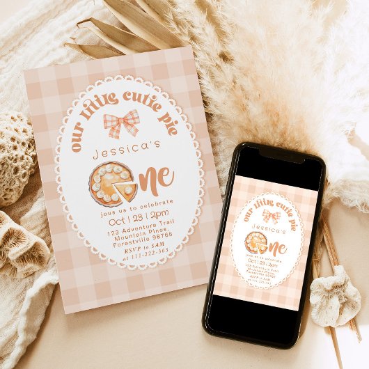 リトルかわいこちゃんパイ1st誕生日ジンガム 招待状