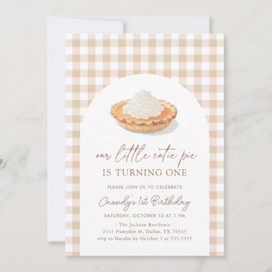 リトルかわいこちゃんパイ1st誕生日 招待状 (正面)