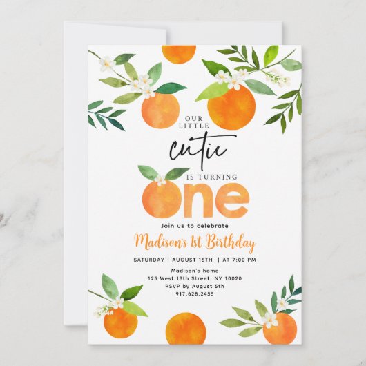 リトルかわいこちゃんファースト誕生日 招待状 (正面)