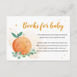 リトルかわいこちゃんブックカードオレンジ色の赤ちゃんシャワーをもたらす エンクロージャーカード
