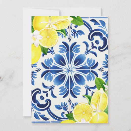 リトルかわいこちゃんブルータイルレモンフルーツベビーシャワー 招待状 (裏面)