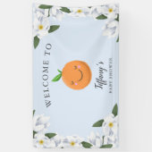 リトルかわいこちゃんブルーフローラリース歓迎 横断幕 (縦)