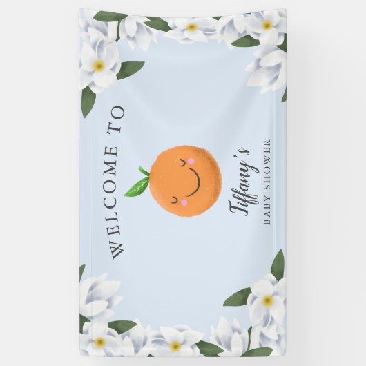 リトルかわいこちゃんブルーフローラリース歓迎 横断幕 (縦)