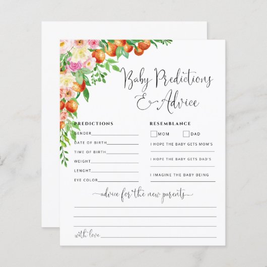 リトルかわいこちゃんベビーアドバイスと予測カード (正面/裏面)