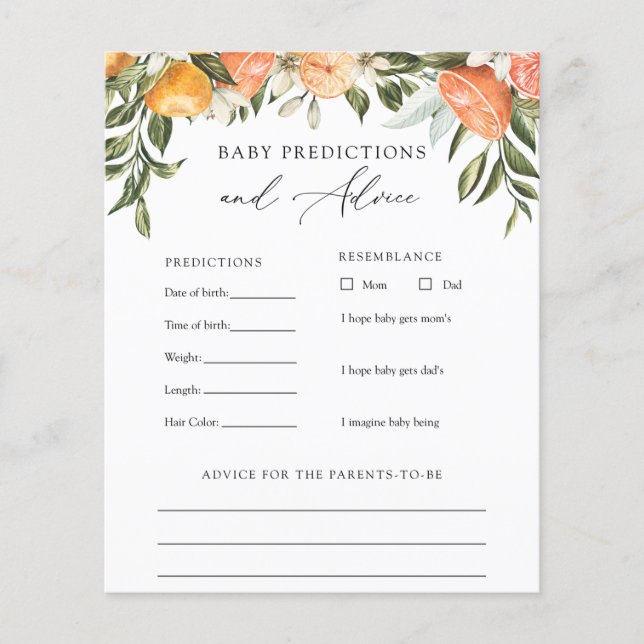 リトルかわいこちゃんベビーアドバイスと予測カード (正面)