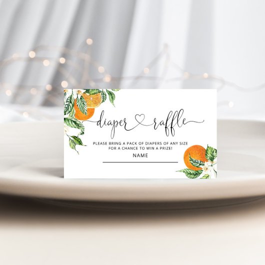 リトルかわいこちゃんベビーシャワーおむつラッフルチケット エンクロージャーカード