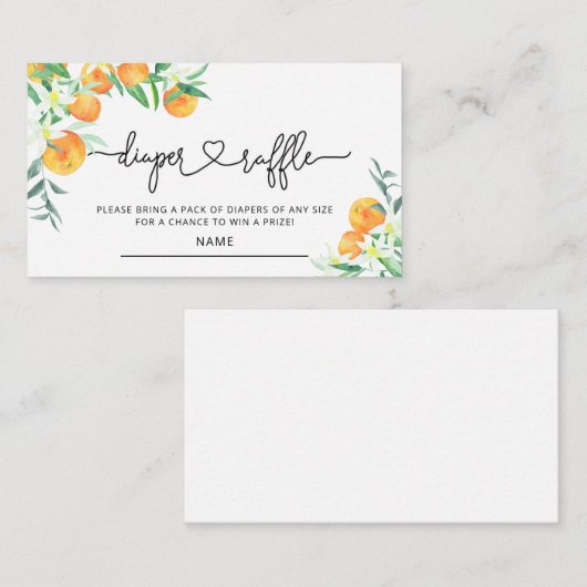 リトルかわいこちゃんベビーシャワーおむつラッフルチケット エンクロージャーカード (正面/裏面)