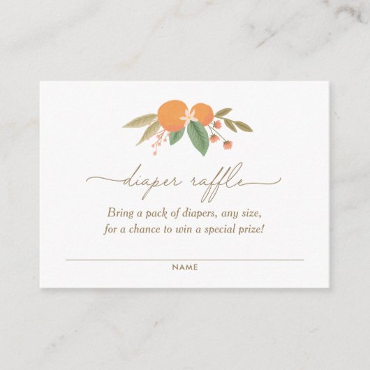 リトルかわいこちゃんベビーシャワーおむつラッフルチケット エンクロージャーカード (正面)