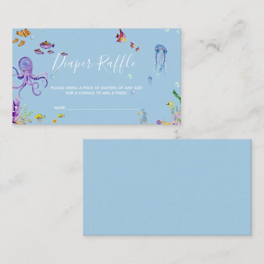 リトルかわいこちゃんベビーシャワーおむつラッフルチケット 名刺 (正面/裏面)
