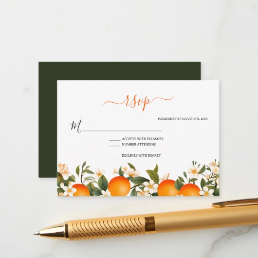 リトルかわいこちゃんベビーシャワーオレンジRSVP エンクロージャーカード (正面/裏面インサイチュ)