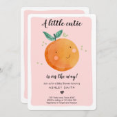 リトルかわいこちゃんベビーシャワークレメンチンピンクガール 招待状 (正面/裏面)