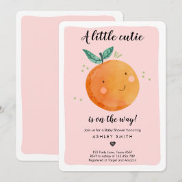 リトルかわいこちゃんベビーシャワークレメンチンピンクガール 招待状