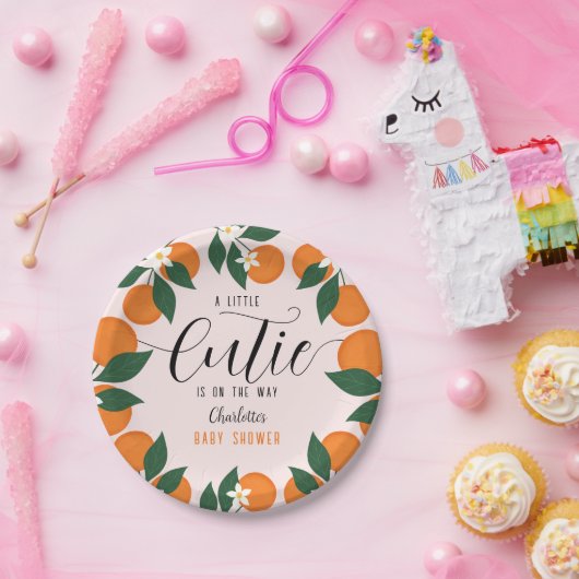 リトルかわいこちゃんベビーシャワーシトラスオレンジパーティー ペーパープレート (パーティー)