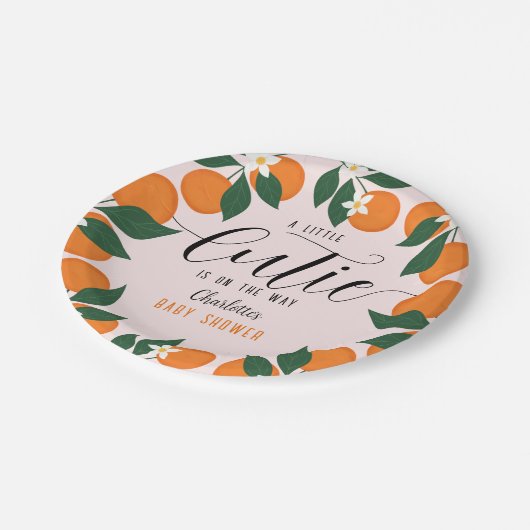 リトルかわいこちゃんベビーシャワーシトラスオレンジパーティー ペーパープレート (アングル)