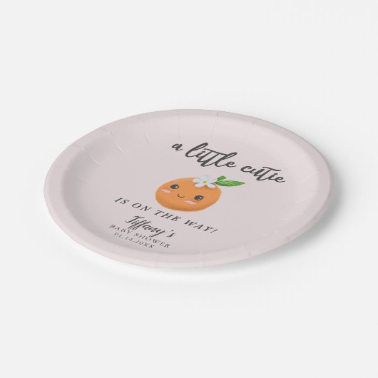 リトルかわいこちゃんベビーシャワーピンククレメンチン ペーパープレート (アングル)