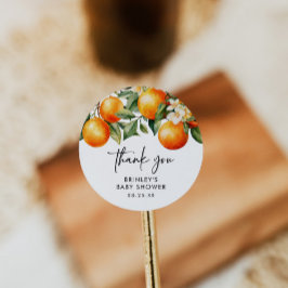 リトルかわいこちゃんベビーシャワーラウンドステッカー柑橘類 ラウンドシール