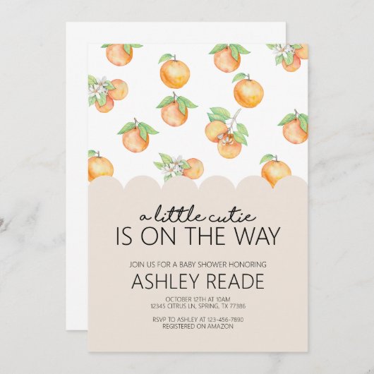 リトルかわいこちゃんベビーシャワー招待状 招待状 (正面/裏面)