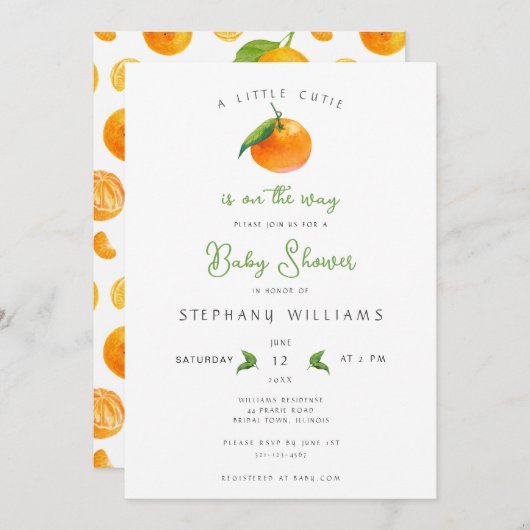 リトルかわいこちゃんベビーシャワー招待状 招待状 (正面/裏面)