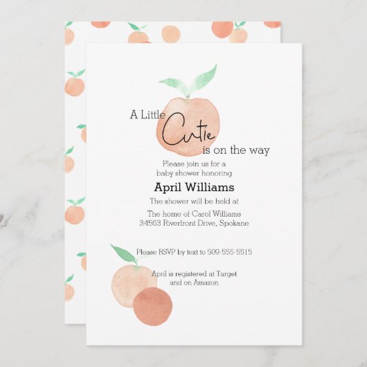 リトルかわいこちゃんベビーシャワー招待状 招待状 (正面/裏面)