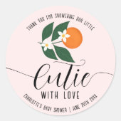 リトルかわいこちゃんベビーシャワー柑橘類オレンジありがとう ラウンドシール (正面)