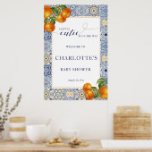 リトルかわいこちゃんベビーシャワー歓迎の看板タイル ポスター (キッチン)