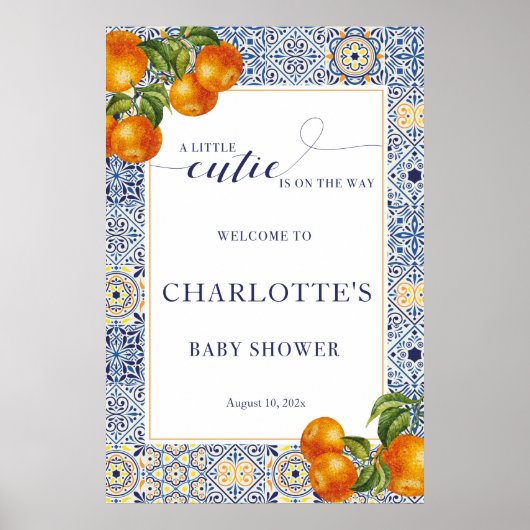 リトルかわいこちゃんベビーシャワー歓迎の看板タイル ポスター (正面)