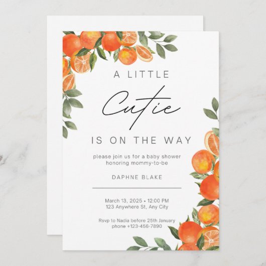 リトルかわいこちゃんベビーシャワー男女兼用招待状 招待状 (正面/裏面)