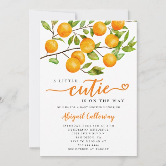 リトルかわいこちゃんベビーシャワー男女兼用 招待状 (正面)