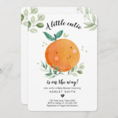 リトルかわいこちゃんベビーシャワー緑男女兼用地 招待状 (正面/裏面)