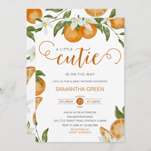 リトルかわいこちゃんベビーシャワー 招待状 (正面/裏面)