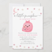 リトルかわいこちゃんボウピンクパンプキンガールベビーシャワー 招待状 (正面)