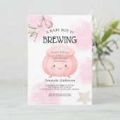 リトルかわいこちゃんボウピンクパンプキンガールベビーシャワー 招待状 (スタンド正面)