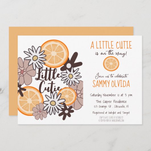 リトルかわいこちゃんボホベイビーシャワー 招待状 (正面/裏面)