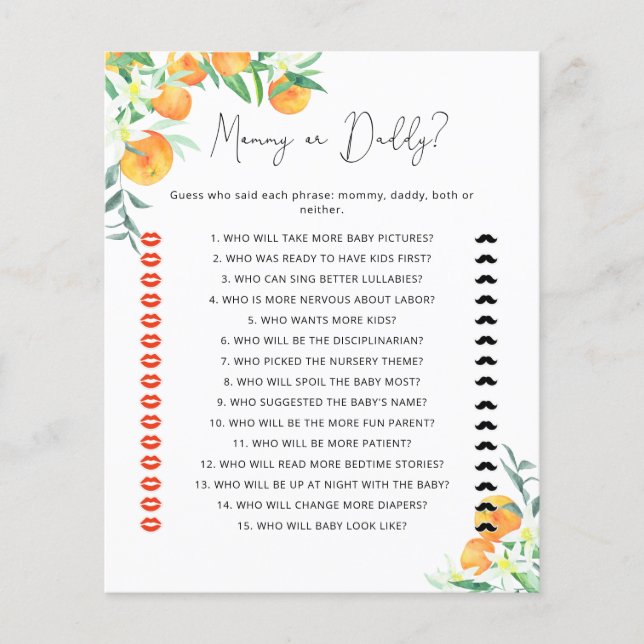 リトルかわいこちゃんママまたはパパ赤ちゃんシャワーゲーム (正面)