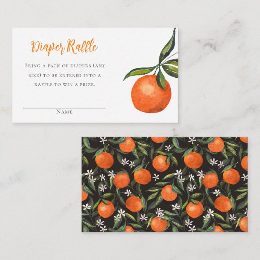 リトルかわいこちゃんマンダリンベビーシャワーおむつラッフル エンクロージャーカード (正面/裏面)