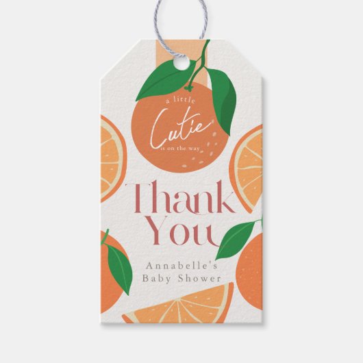リトルかわいこちゃんモダンオレンジベイビーシャワー ギフトタグ (正面)