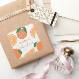 リトルかわいこちゃんモダンオレンジベイビーシャワー スクエアシール