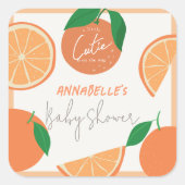 リトルかわいこちゃんモダンオレンジベイビーシャワー スクエアシール (正面)