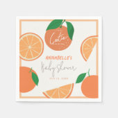 リトルかわいこちゃんモダンオレンジベイビーシャワー スタンダードカクテルナプキン (正面)